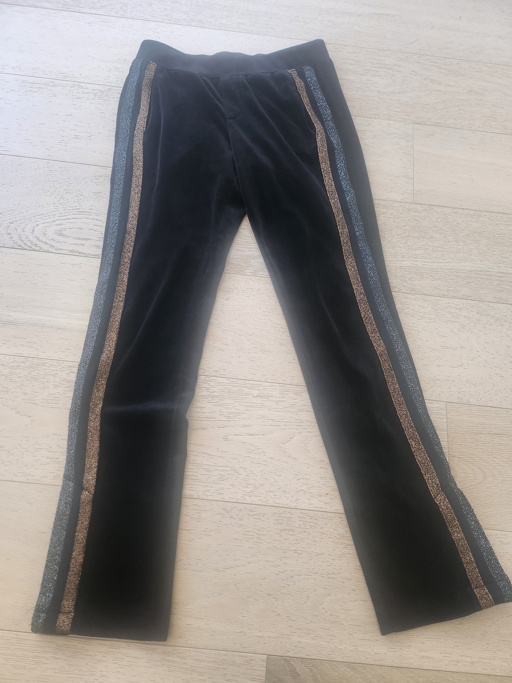 Pam & Gela Black Velour Sweatpants, Size Small